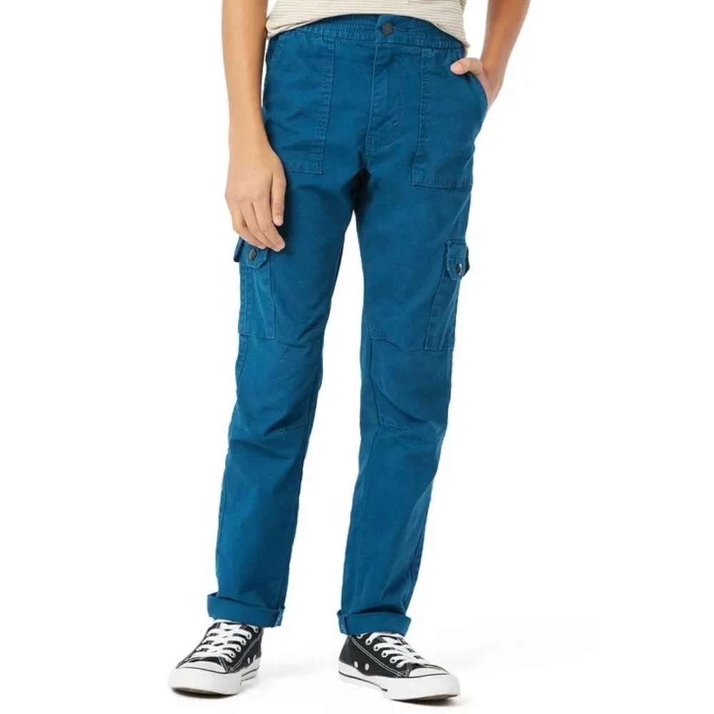 Signature by Levi Strauss Boys Blue Pull On Cargo Pants Elastic Waist Size Large